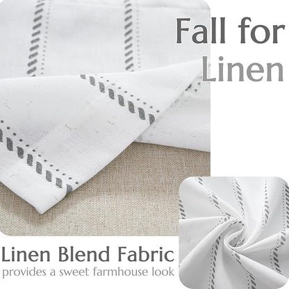 jinchan Nautical Valance Striped Linen Curtain 18 Inch Gray Farmhouse Room - Image 5