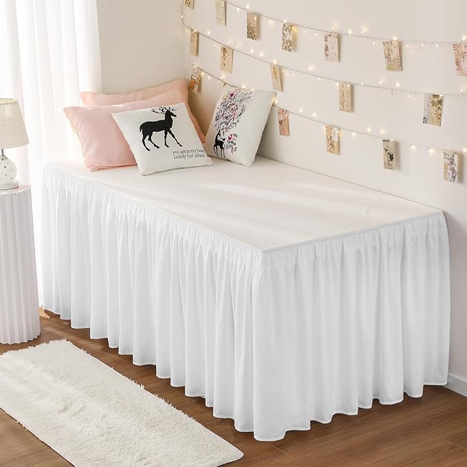 RIMELA Dorm Bed Skirt Twin XL 32 Inch Drop, Bedroom Decor by RIMELABedSkirt