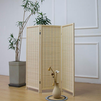 furnnylane 3 panel short room divider screen,beige freestanding, main product view
