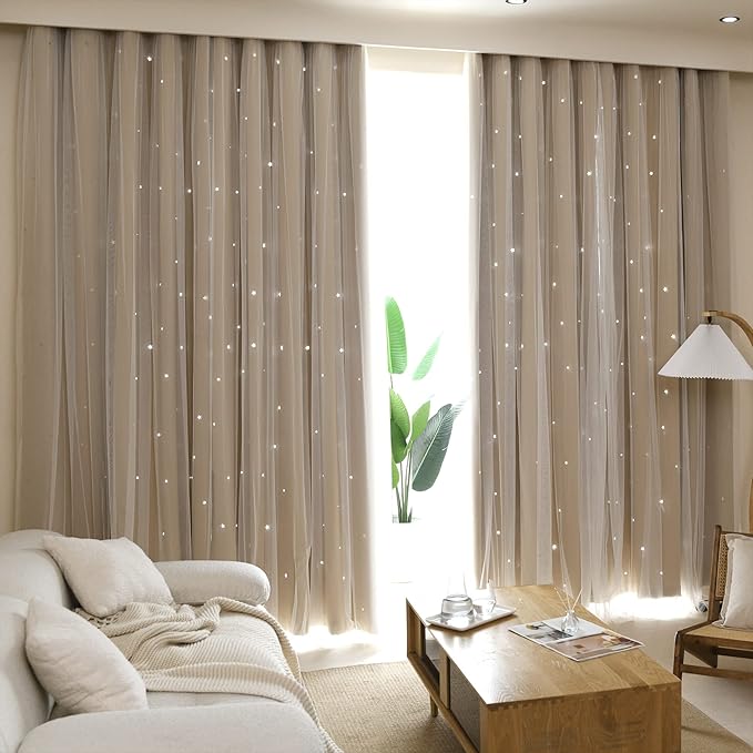 Kinryb Kids Blackout Curtains for Bedroom/Living Room/Classroom, Sheer Overlay - Image 4