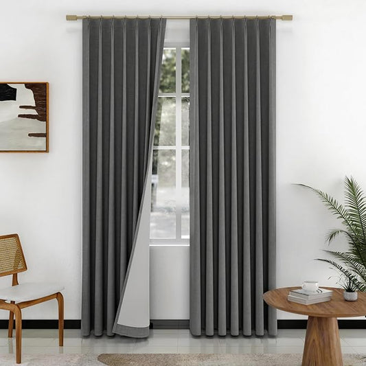 IVAPUPU Linen Pinch Pleated 100% Blackout Curtains by IVAPUPU