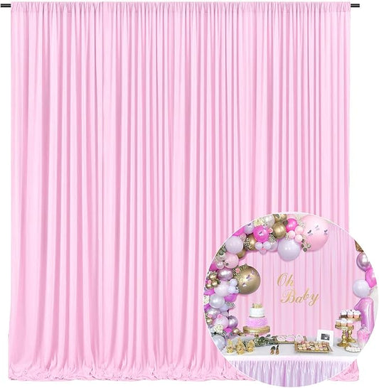 10 x 10 Feet Light Pink Backdrop Curtain for Partie, Background Curtains for Photoshoot, Birthday, Wedding, Halloween, Thanksgiving, Christmas Day, New Year Party Decorations 5Ft x 10Ft, 2 Panels