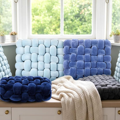 Wenqik 4 Pcs Square Knot Pillows Knotted Plush Soft Throws Accent Pillows - Image 7