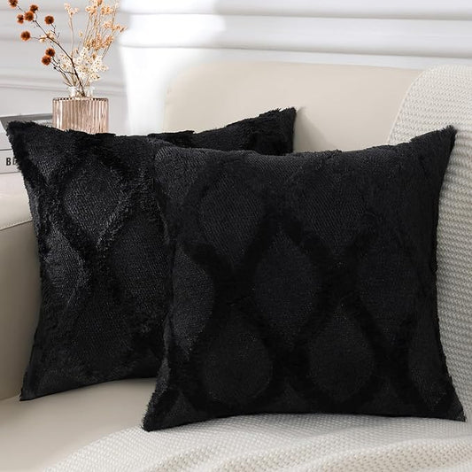 decorUhome Throw Pillow Covers 20x20 Inch Set of 2, Soft Plush Faux Fur Wool by decorUhome