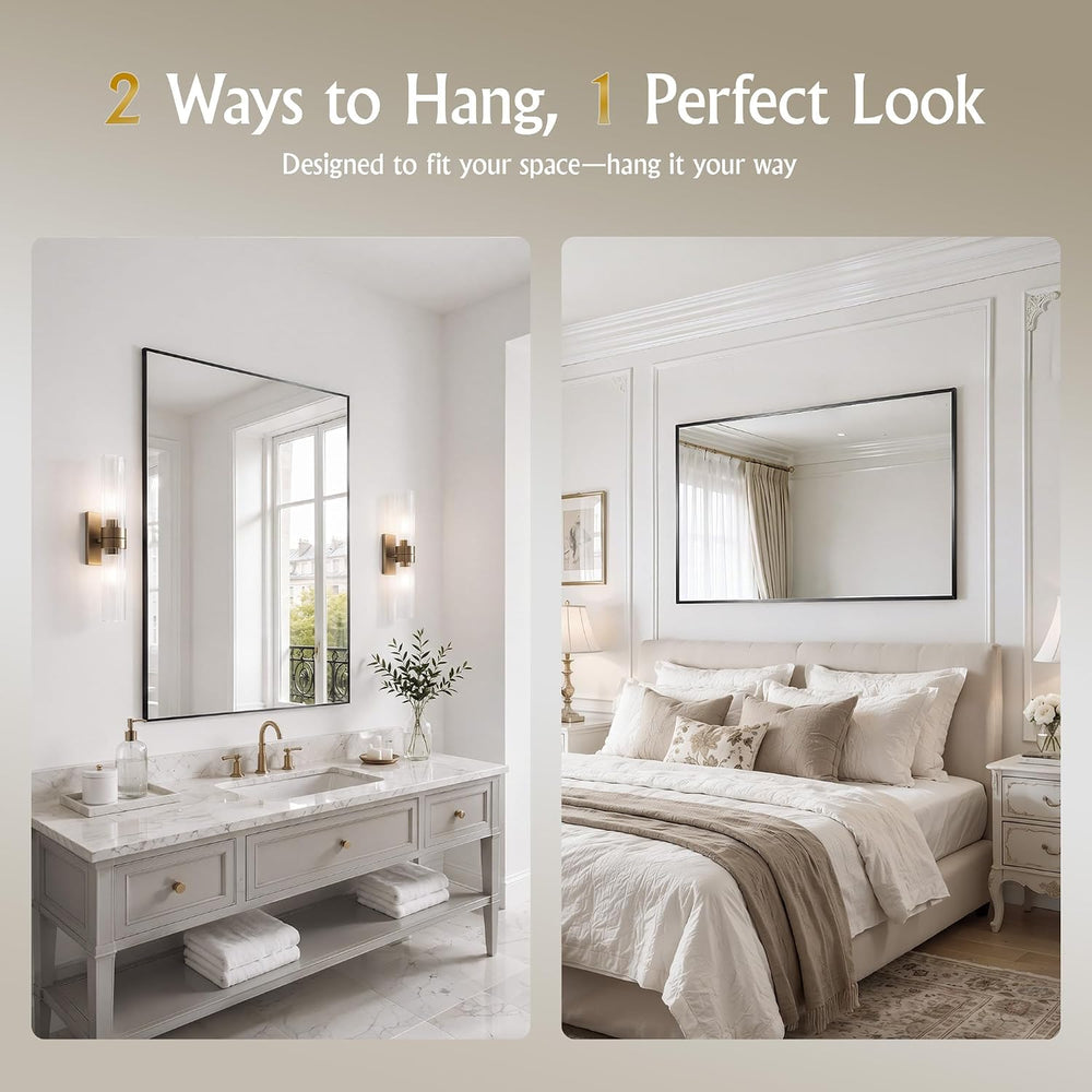 30"x36" Black Bathroom Mirror Metal Framed Horizontal or Vertical