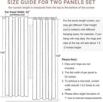 Total Blackout Linen Curtains 108 Inch Length 2 Panels Set - Image 9