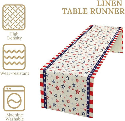 4th of July Table Runner, America Memorial Day Independence Day Stripe Stars - Image 6