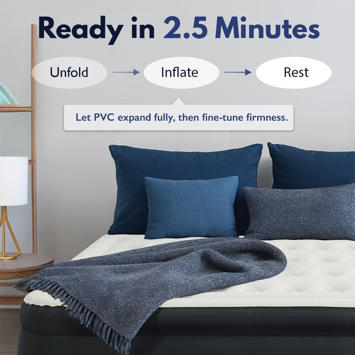 king koil california king air mattress with built-in, close-up detail