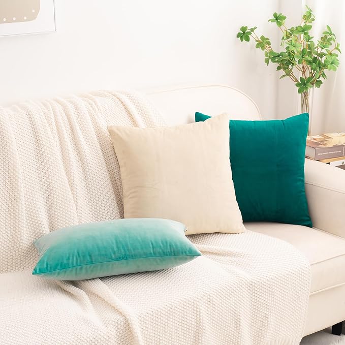 HWY 50 Cream White Velvet Rectangular Throw Pillow Covers 12x20 Inch - Image 2
