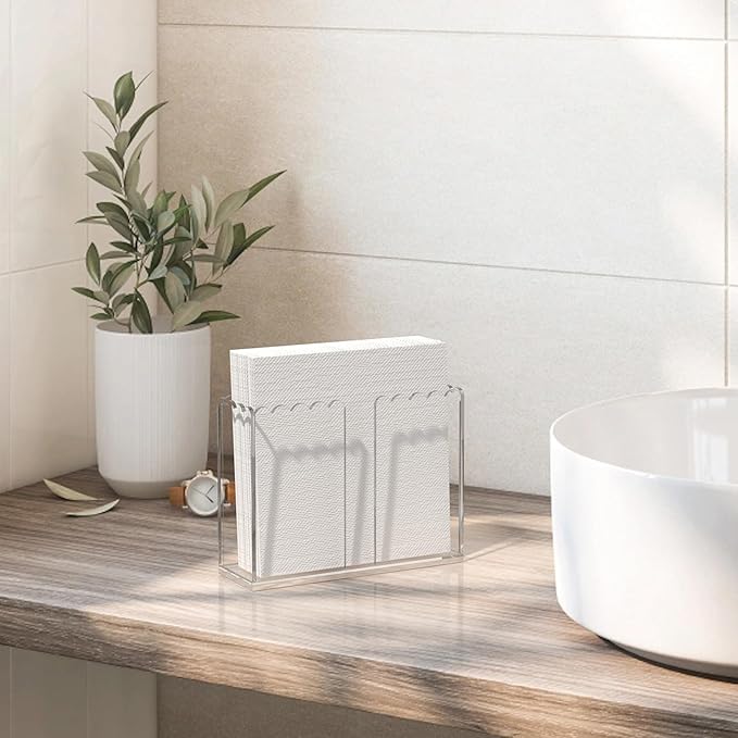 Napkin Holder for Table, Vertical Scalloped Acrylic Disposable Hand Paper Towel - Image 3