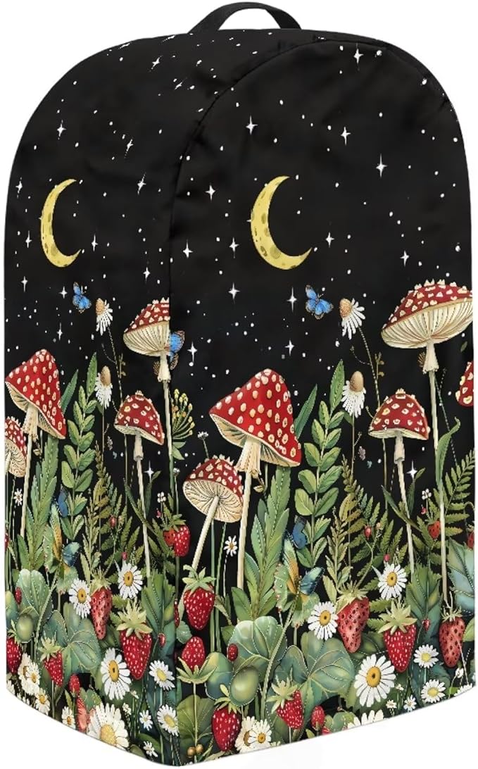 Mushroom Leaf Print Drawstring Blender Dust Cover - Image 4