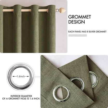 MIULEE Linen Texture Curtains for Bedroom Solid 100% Blackout Thermal Insulated - Image 4