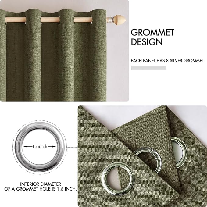 MIULEE Linen Texture Curtains for Bedroom Solid 100% Blackout Thermal Insulated - Image 4