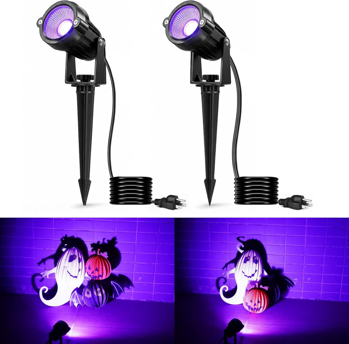 Halloween Orange Purple Spotlights Outdoor Landscape Lighting for Yard