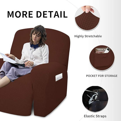 Easy-Going 4 Pieces Oversized Recliner Stretch Sofa Slipcover Sofa Cover - Image 4