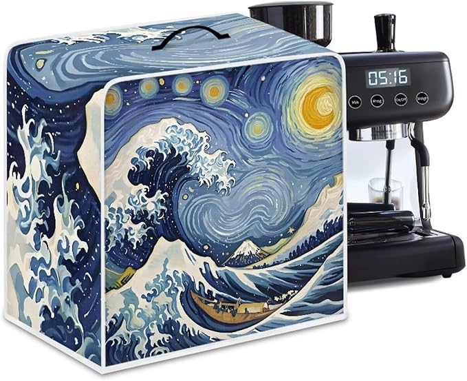 Starry Night Great Wave Print Coffee Maker Covers by PJHEQOXE