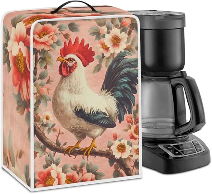 Mumeson Rooster Flower Coffee Maker Cover Blender Dust Cover, Coffee Machine by Mumeson