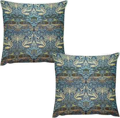 William Morris Floral Original Throw Pillow Covers Boho Chic Retro Floral Blue by XBDDZSW