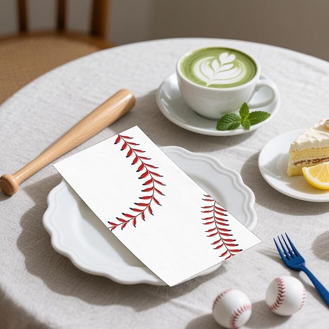 100 PCS Baseball Paper Napkins, Disposable Baseball Bathroom Guest Hand Towels - Image 6