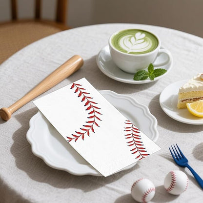 100 PCS Baseball Paper Napkins, Disposable Baseball Bathroom Guest Hand Towels - Image 6