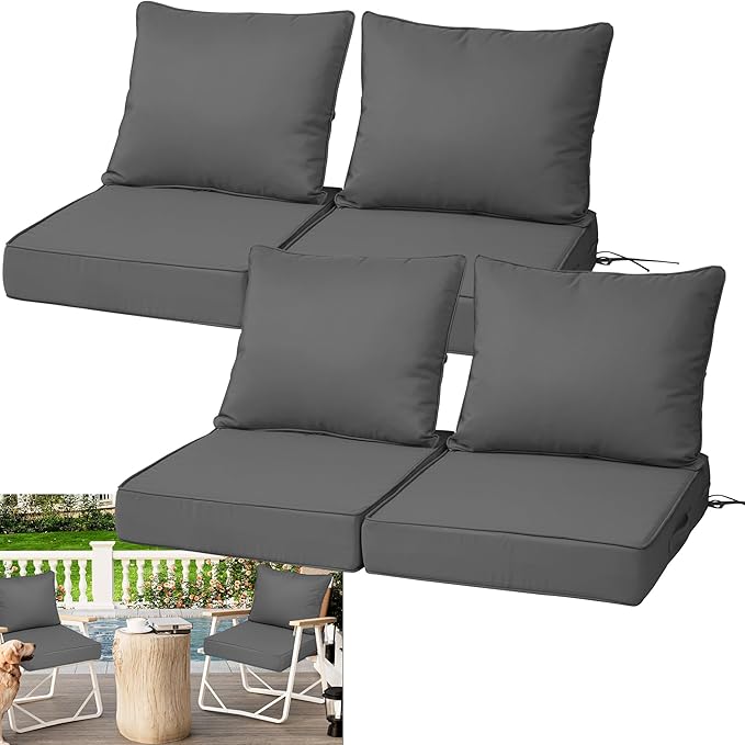 Waterproof Outdoor Chair Cushion Set of 4, Outdoor Cushions by Vulacko