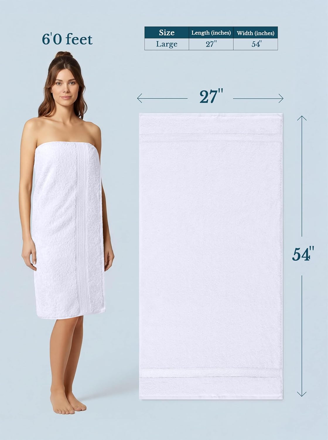 utopia towels 4 pack premium bath towels, 27x54, close-up detail