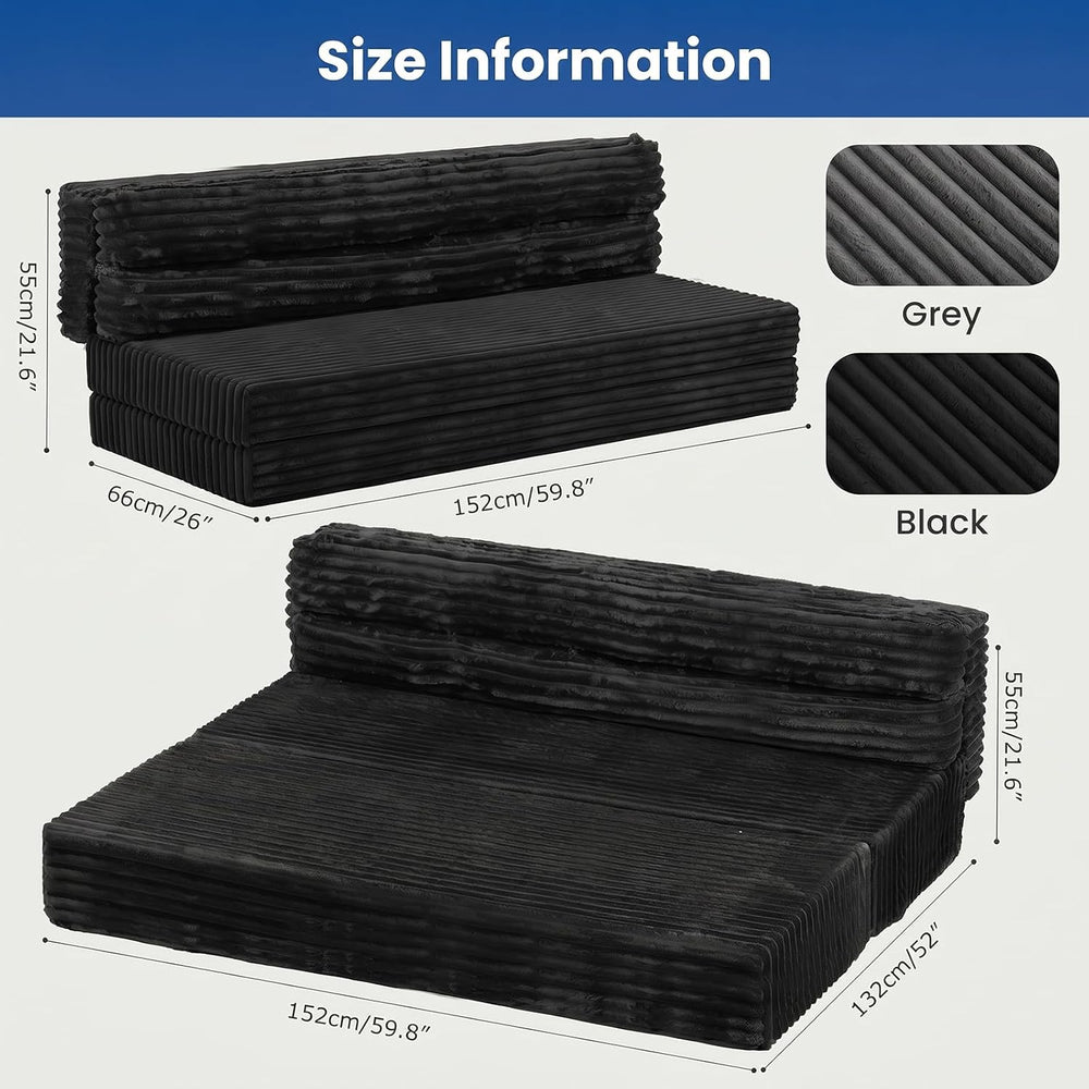 Erament Tri-Fold Futon Sofa Bed, 6 Inch Foldable Floor Couch, High-Density Fo...