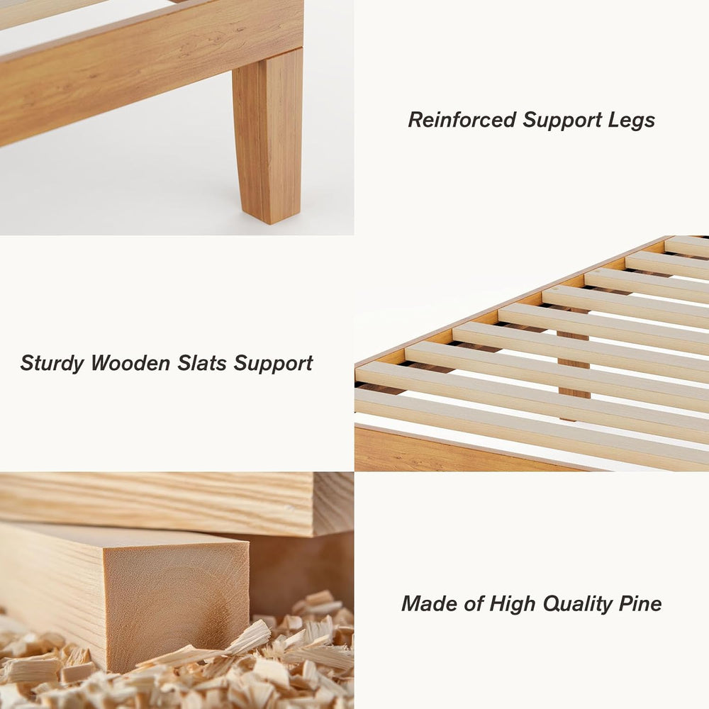 Sweetcrispy Queen Size Bed Frames, 12 Inch Height Wood Platform Bed Frame