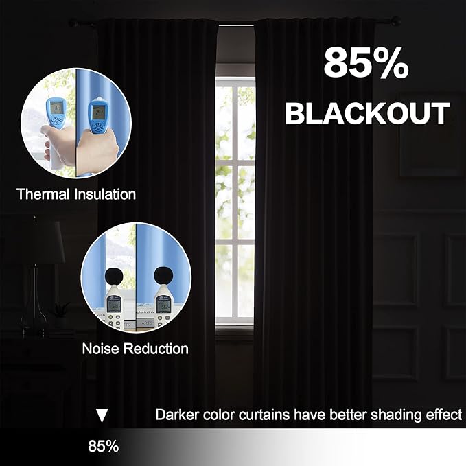 DUALIFE Light Sky Blue Curtains Room Darkening Curtains, Rod Pocket and Back - Image 6