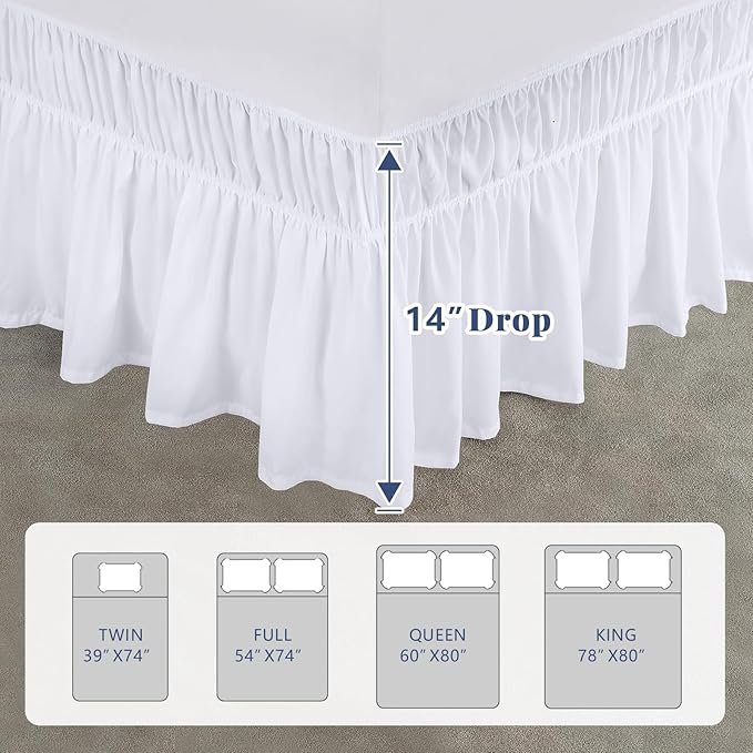 Full Bed Skirt, Elastic Wrap Around Bed Skirt Full Size, Bed Skirts - Image 2