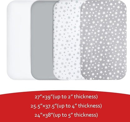 Pack and Play Sheets, 4 Pack Mini Crib Sheets, Stretchy Pack n Play Playard - Image 5
