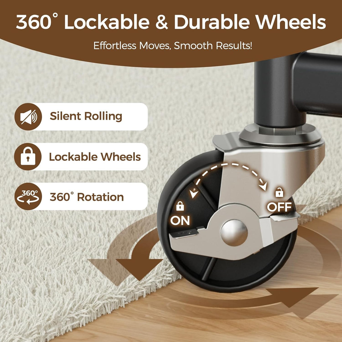 hyseyy clothes rack, double rods rolling clothing rack showing dimensions