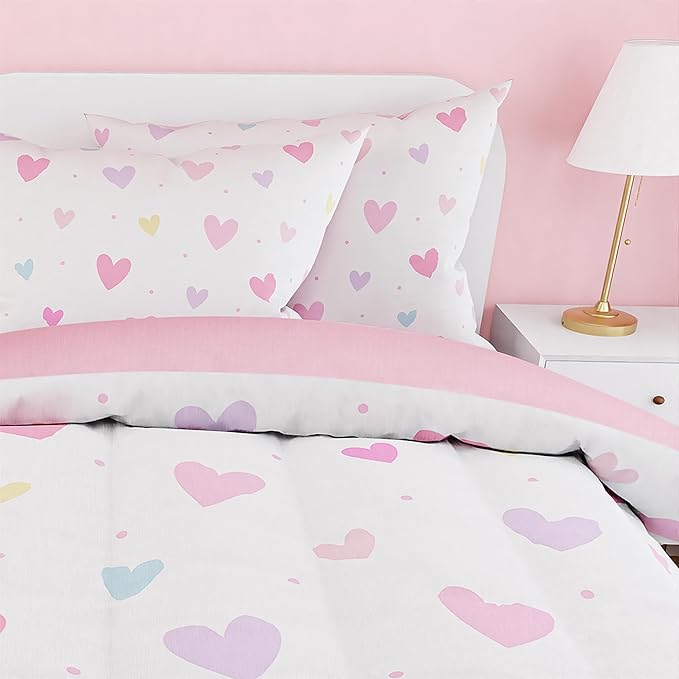 SANDJEST Heart Comforter Set Twin Size 68x86in - Image 4