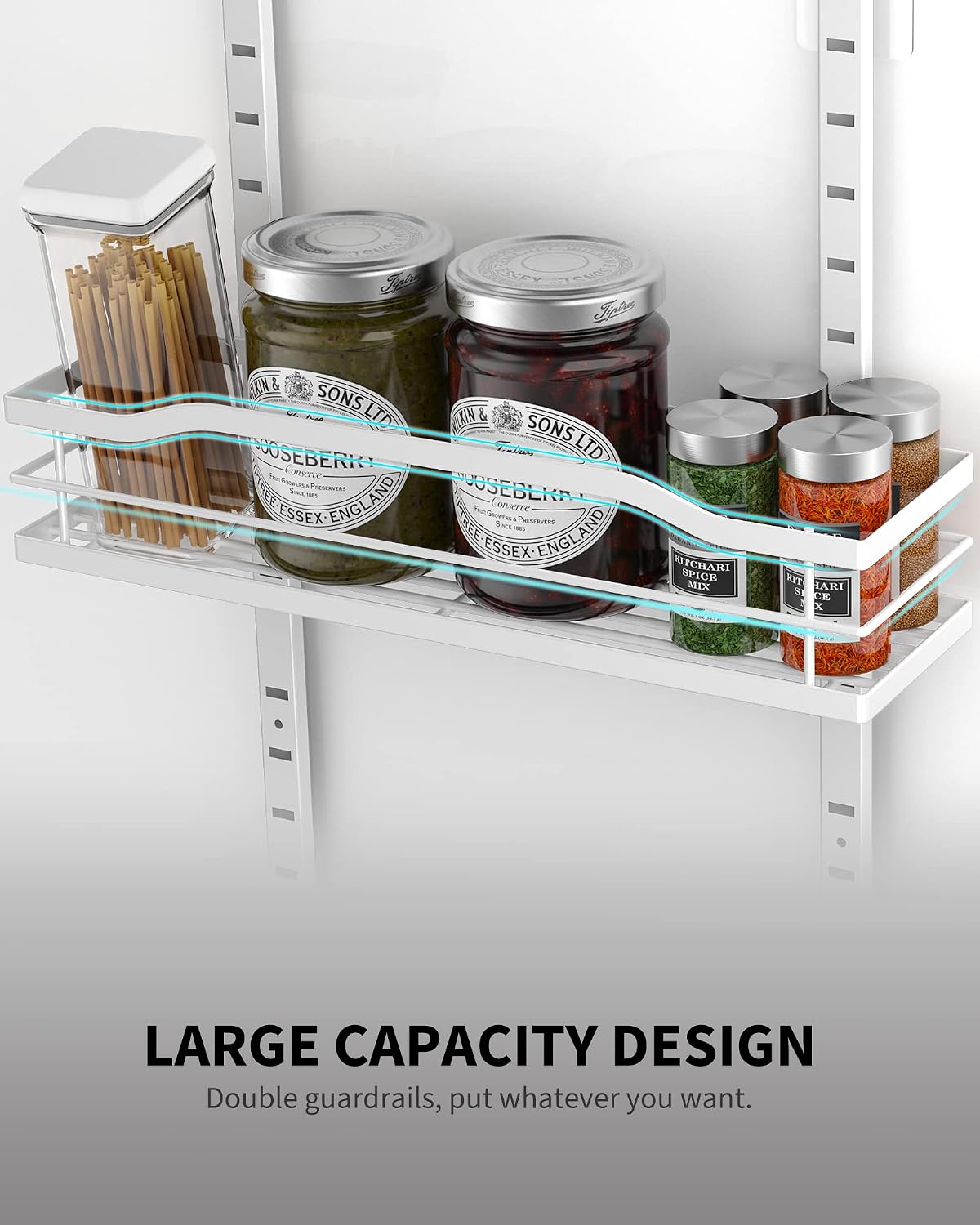 moforoco white 9-tier over the door pantry organizer showing dimensions