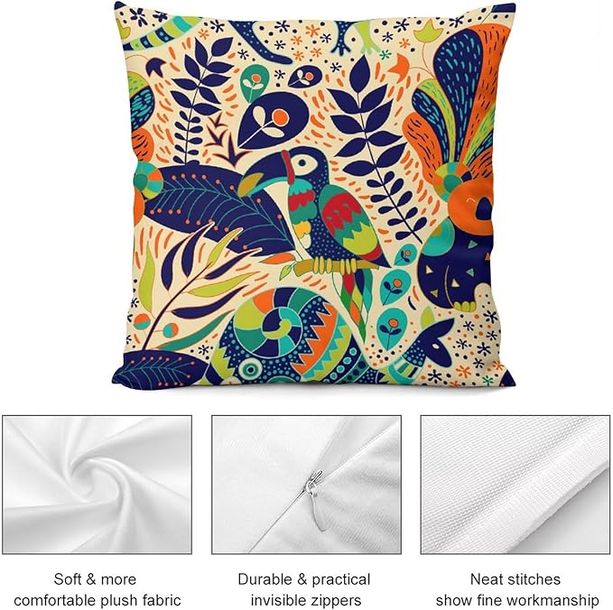 Boho Nature Pillowcases Set of 2 Colorful Bohemian Forest Nature Animals Ethnic - Image 8