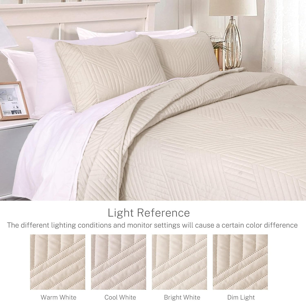 exclusivo mezcla ultrasonic full queen quilt bedding set, close-up detail
