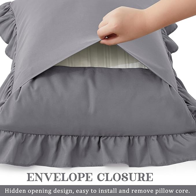 KKJIAF Ruffle Pillow Cases King Size Set of 2, Ruffled Pillow Covers - Image 5