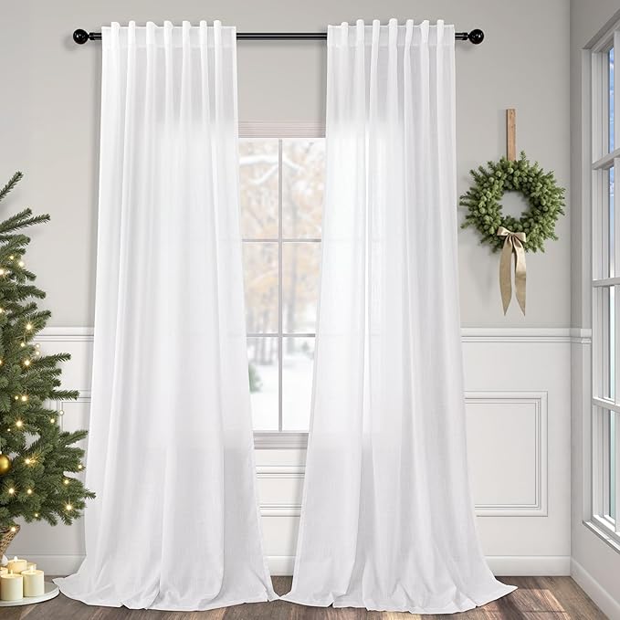 Solid White Curtains 96 Inches Long by Pitalk