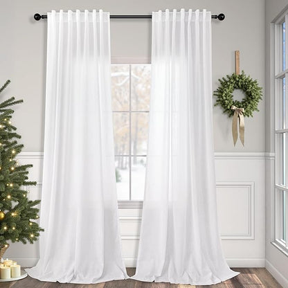 Solid White Curtains 96 Inches Long by Pitalk