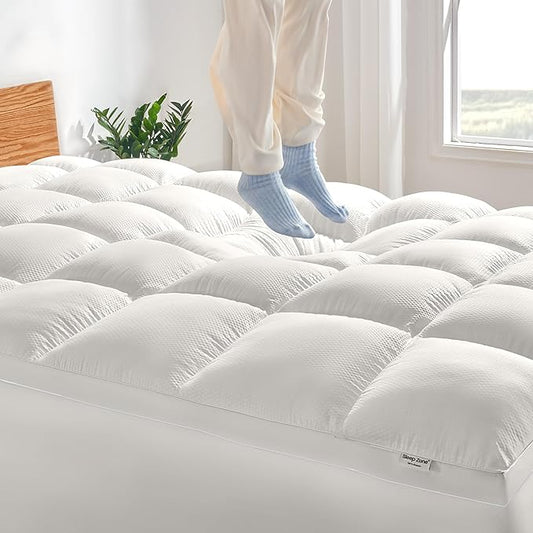SLEEP ZONE Mattress Topper Full Size, Extra Thick Fitted Mattress Pad by SLEEPZONELIFE