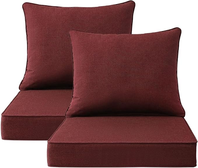 Sunbrella Outdoor Chair Cushions Set, Water-Repellent, Fade Resistant, Deep by Unimatta