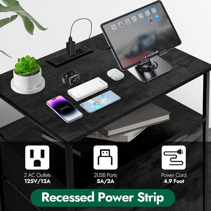 3-drawer led nightstand with charging station, black., package contents