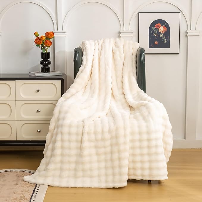 YUSOKI Luxury 3D Bubble Throw Blanket 2lb, All Ages, Home Decoration - Image 2