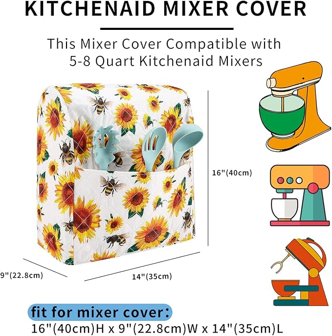 Stand Mixer Cover, Sunflower Kitchen Mixer Cover Compatible - Image 2