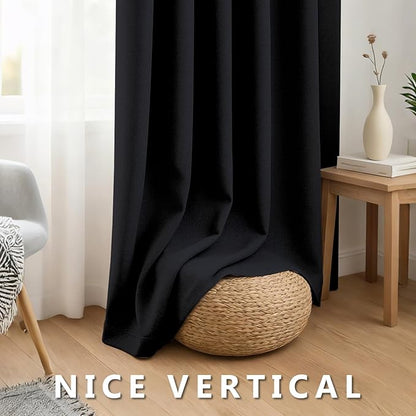 Linen 100% Blackout Curtains for Bedroom, Back Tab/Rod Pocket Curtain for - Image 7