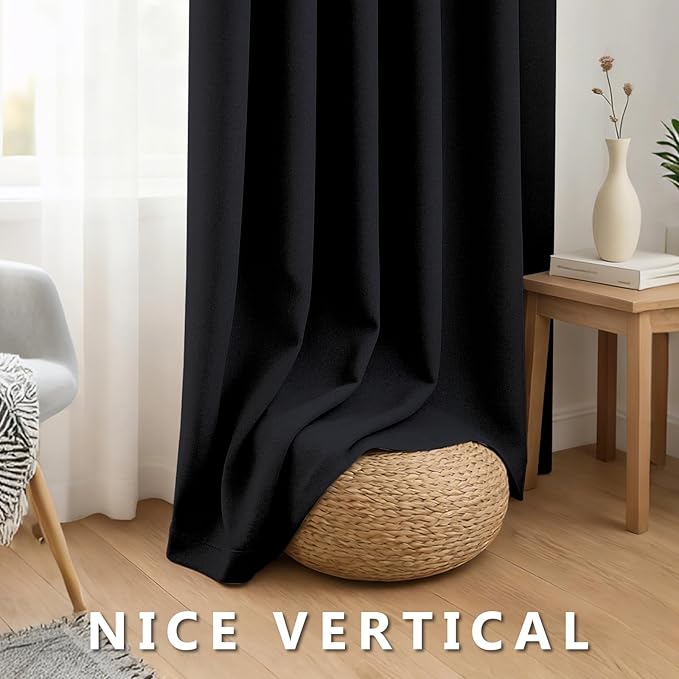 Linen 100% Blackout Curtains for Bedroom, Back Tab/Rod Pocket Room Darkening - Image 7