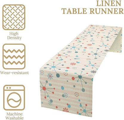 Atomic Retro Table Runner Mid Century Geometric Abstract Classic Modern Sputnik - Image 3