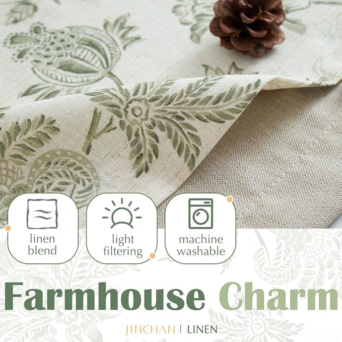 jinchan Floral Valance Curtain Linen Kitchen Valance - Image 4