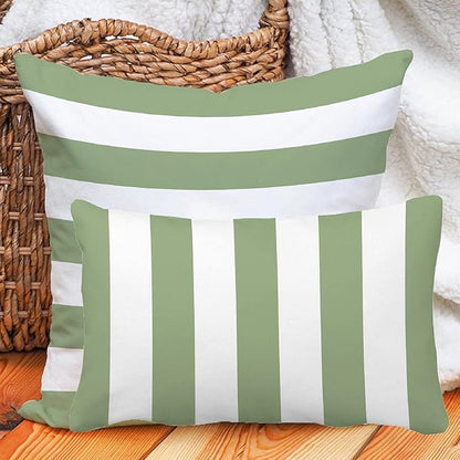 Leaveland Sage Green and White Stripe Set of 2 12x20 Inch Cotton Polyester - Image 4