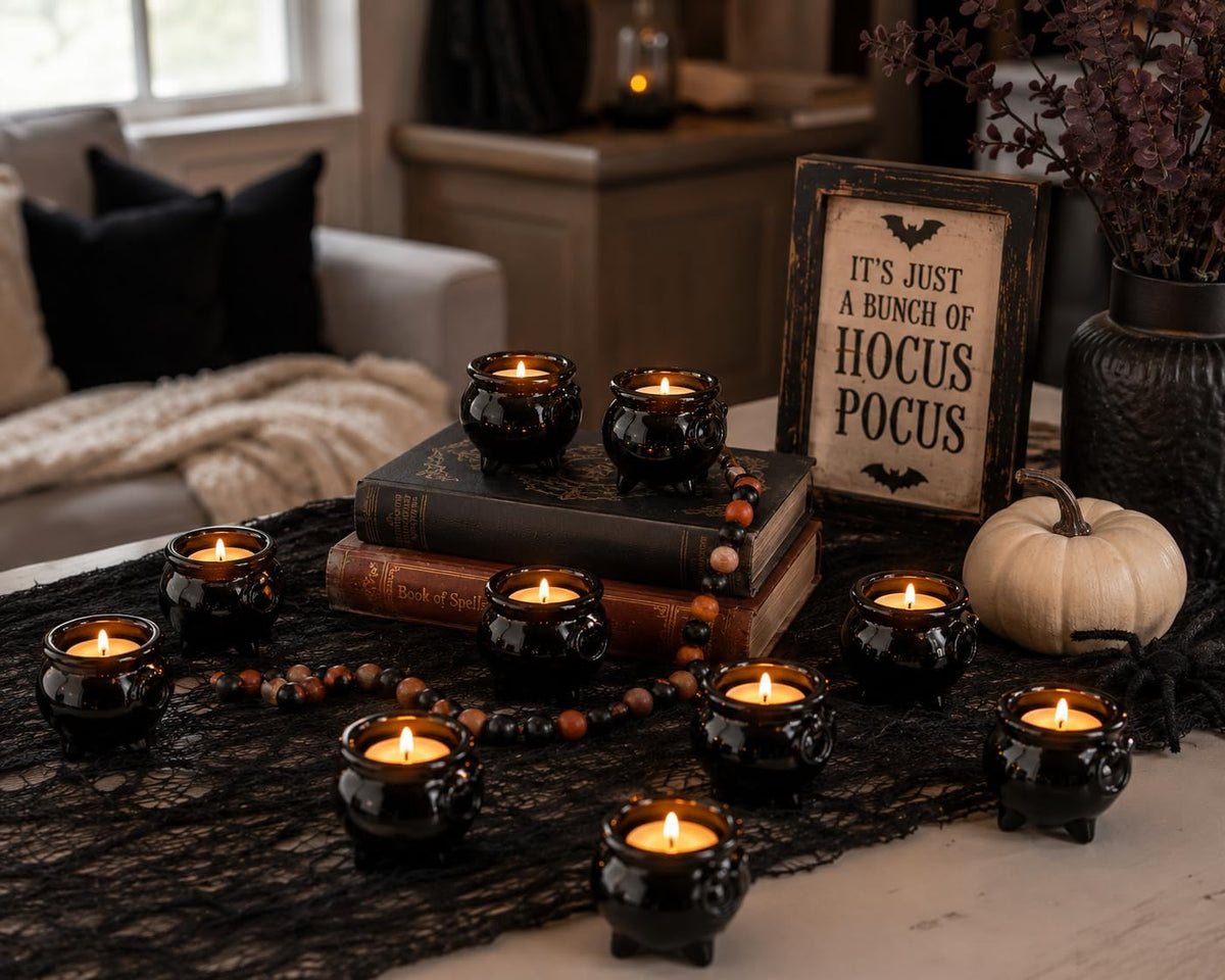 Fun Express Halloween Mini Cauldron Tea Light Votive Candle Holders, 12pc
